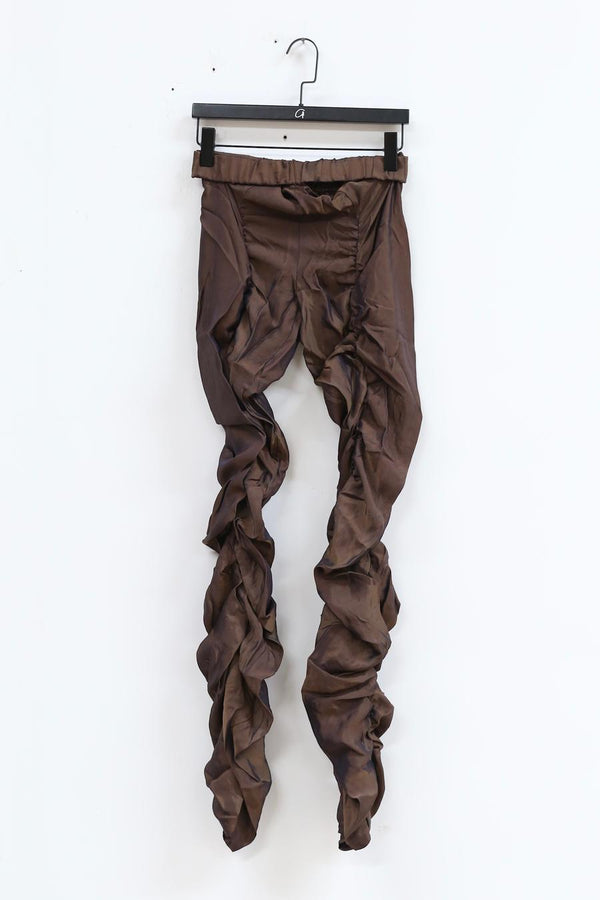 RUI smocked trousers RAW22WV01 Metallic chocolate metallic dark brown